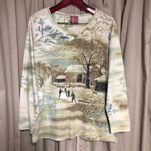 “Fresh” Vintage Winter Graphic Long Sleeve T. 1X